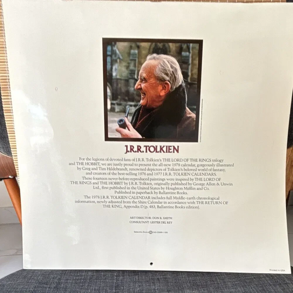 New J.R.R. Tolkien 1978 Calendar, Brothers Hildebrandt Illustrations & Envelope